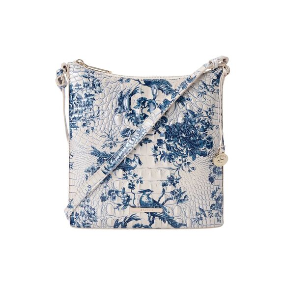 Brahmin Katie Electric Blue-White Melbourne Leather Crossbody Bag - Picture 1 of 4
